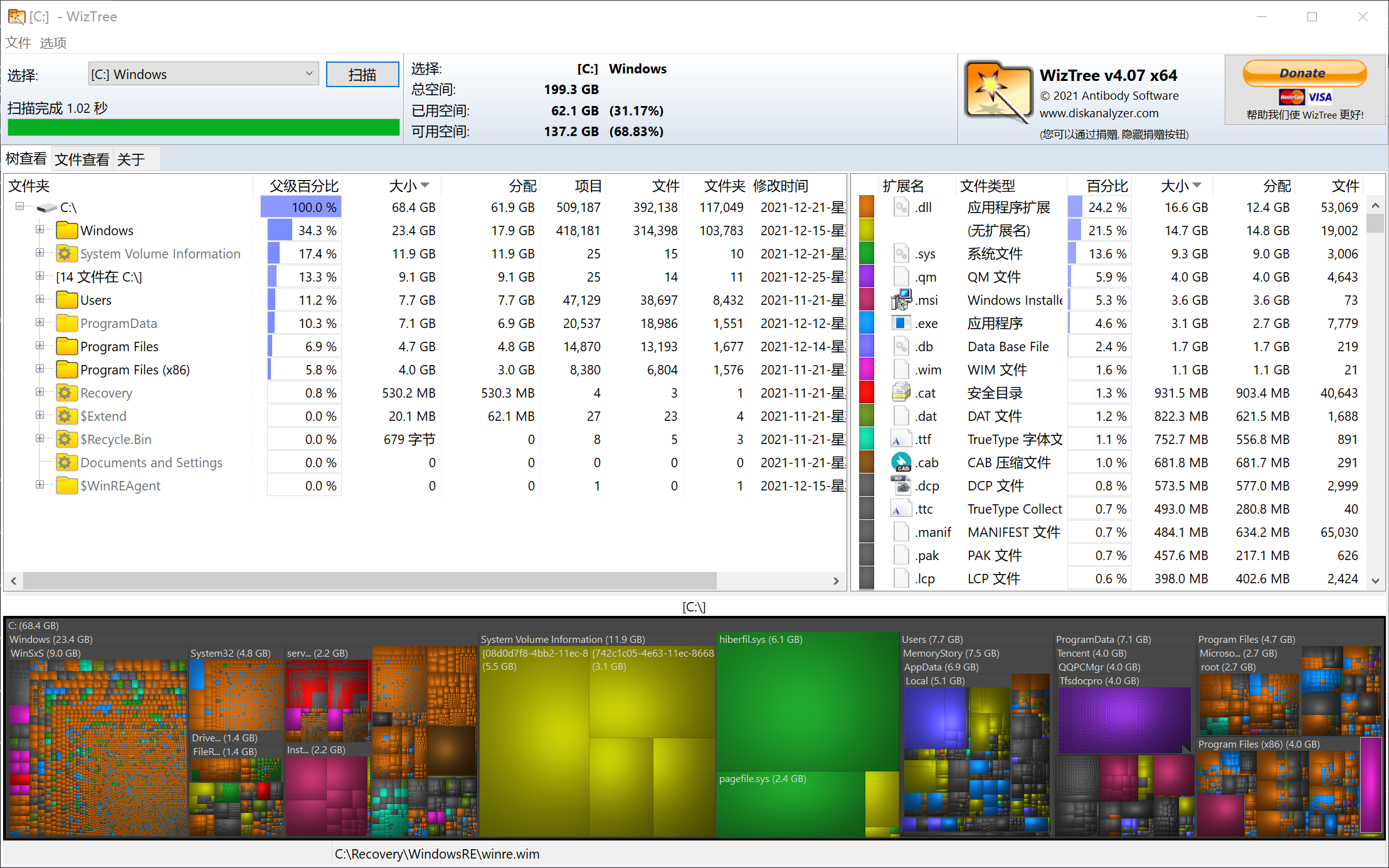 图片[1]-WizTree  V4.2.0  磁盘分析工具-梦楠分享