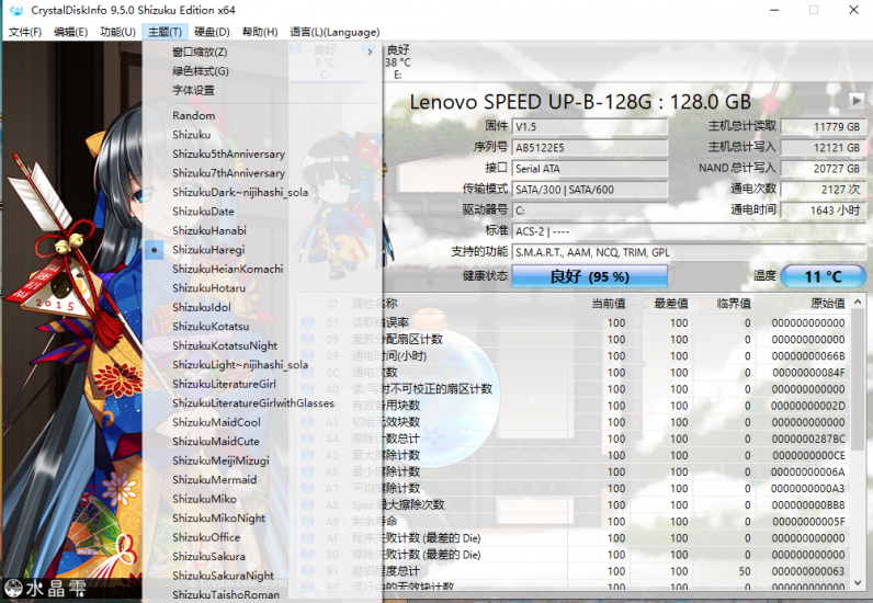 CrystalDiskInfo v9.5.0.0 硬盘状态检测宅男御用萌妹版-梦楠分享